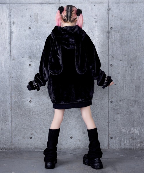 セール】うさぎ耳クロススタッズZIPファーコート（その他アウター