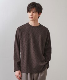 リンクスジオメトリック長袖Tシャツ【サスティナブル素材使用/洗濯機OK】
