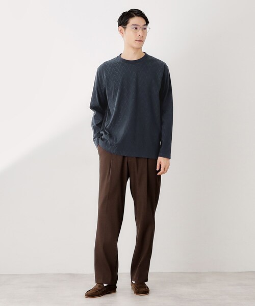 THE SHOP TK （ザ ショップ ティーケー ）の「リンクスジオメトリック長袖Tシャツ【サスティナブル素材使用/洗濯機OK】（Tシャツ/カットソー・メンズ・オフホワイト/ネイビー/ブラウン系その他・04/03/02/01）」の10枚目の写真