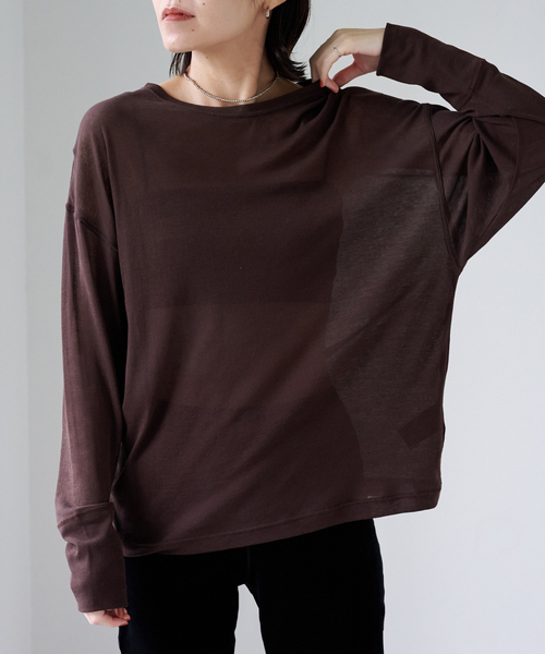 EMILY WEEK(エミリーウィーク)の「コットンシアールーズプルオーバー(Tシャツ/カットソー・レディース・ホワイト/ブラウン/ピンク・FREE)」の1枚目の写真