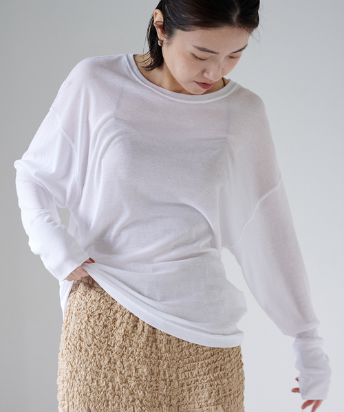 EMILY WEEK(エミリーウィーク)の「コットンシアールーズプルオーバー(Tシャツ/カットソー・レディース・ホワイト/ブラウン/ピンク・FREE)」の18枚目の写真