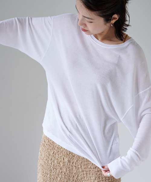EMILY WEEK(エミリーウィーク)の「コットンシアールーズプルオーバー(Tシャツ/カットソー・レディース・ホワイト/ブラウン/ピンク・FREE)」の17枚目の写真