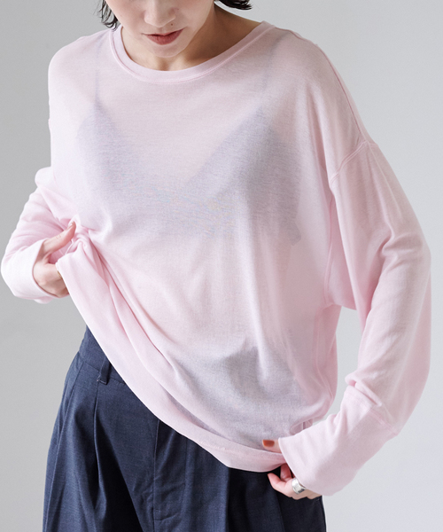 EMILY WEEK(エミリーウィーク)の「コットンシアールーズプルオーバー(Tシャツ/カットソー・レディース・ホワイト/ブラウン/ピンク・FREE)」の4枚目の写真