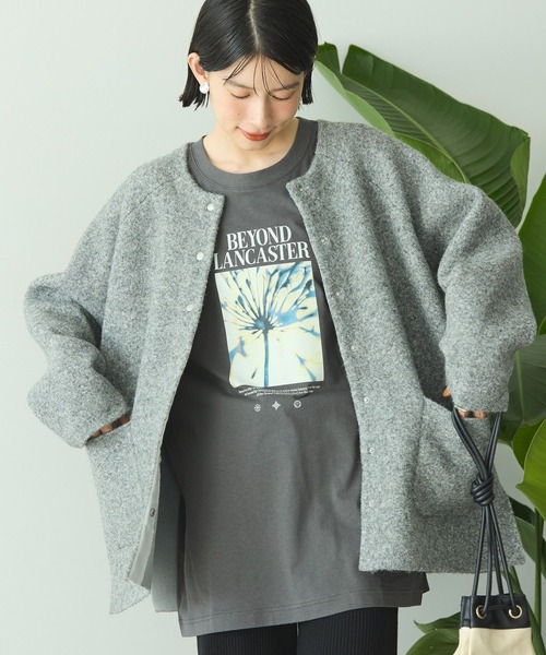 AMERICAN HOLIC（アメリカンホリック）の「Wフェイスラグランニットコーディガン（カーディガン/ボレロ・レディース・杢グレー/ブラック/ライトベージュ・M/L）」の3枚目の写真