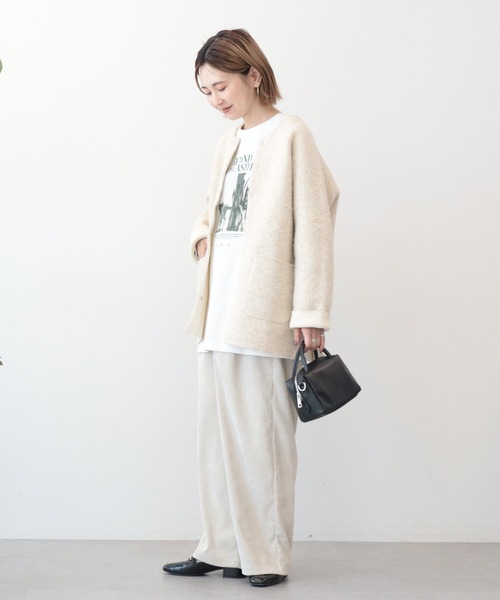 AMERICAN HOLIC（アメリカンホリック）の「Wフェイスラグランニットコーディガン（カーディガン/ボレロ・レディース・杢グレー/ブラック/ライトベージュ・M/L）」の18枚目の写真