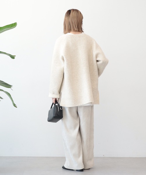 AMERICAN HOLIC（アメリカンホリック）の「Wフェイスラグランニットコーディガン（カーディガン/ボレロ・レディース・杢グレー/ブラック/ライトベージュ・M/L）」の14枚目の写真