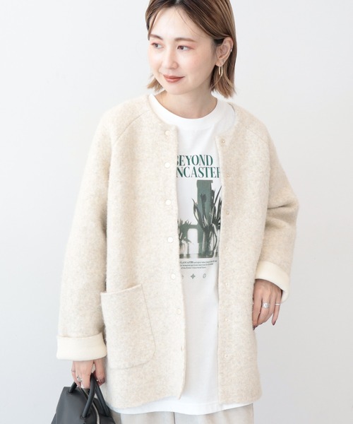 AMERICAN HOLIC（アメリカンホリック）の「Wフェイスラグランニットコーディガン（カーディガン/ボレロ・レディース・杢グレー/ブラック/ライトベージュ・M/L）」の11枚目の写真