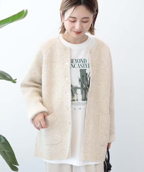 AMERICAN HOLIC（アメリカンホリック）の「Wフェイスラグランニットコーディガン（カーディガン/ボレロ・レディース・杢グレー/ブラック/ライトベージュ・M/L）」の17枚目の写真