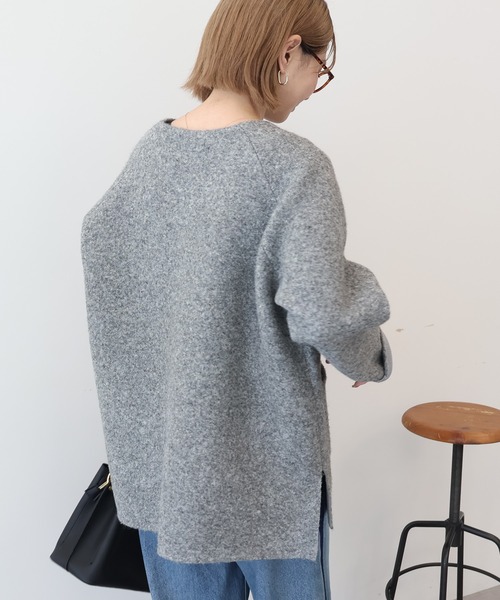 AMERICAN HOLIC（アメリカンホリック）の「Wフェイスラグランニットコーディガン（カーディガン/ボレロ・レディース・杢グレー/ブラック/ライトベージュ・M/L）」の5枚目の写真