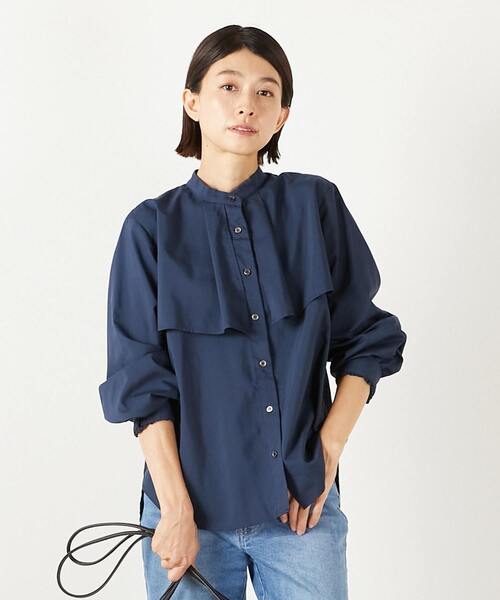 MELROSE claire(メルローズ クレール)の「【エステルモダールブロードケープシャツブラウス】(シャツ/ブラウス・レディース・テラコッタ/ネイビー/ライトベージュ・FREE)」の3枚目の写真