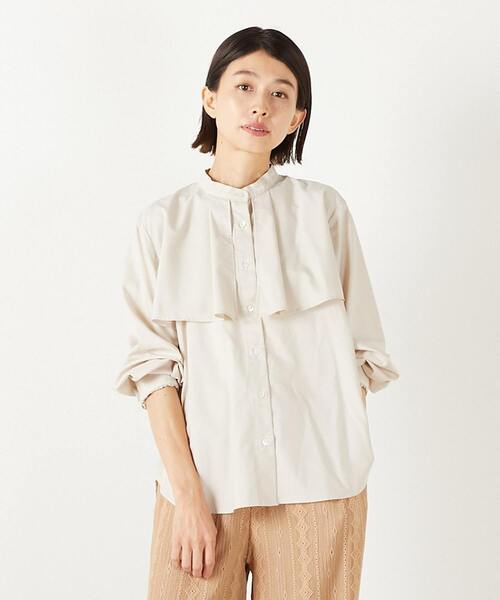 MELROSE claire(メルローズ クレール)の「【エステルモダールブロードケープシャツブラウス】(シャツ/ブラウス・レディース・テラコッタ/ネイビー/ライトベージュ・FREE)」の1枚目の写真