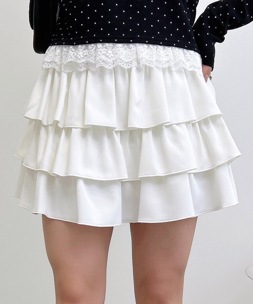 INGNI（イング）の「フリルミニスカパン／A（スカート・レディース・ブラウン/ブラック/オフホワイト・FREE）」の4枚目の写真