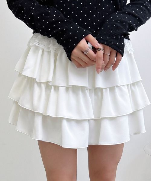 INGNI（イング）の「フリルミニスカパン／A（スカート・レディース・ブラウン/ブラック/オフホワイト・FREE）」の5枚目の写真