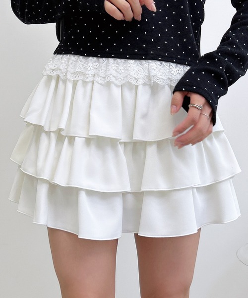 INGNI（イング）の「フリルミニスカパン／A（スカート・レディース・ブラウン/ブラック/オフホワイト・FREE）」の6枚目の写真