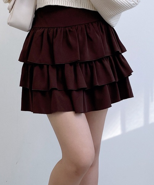 INGNI（イング）の「フリルミニスカパン／A（スカート・レディース・ブラウン/ブラック/オフホワイト・FREE）」の9枚目の写真