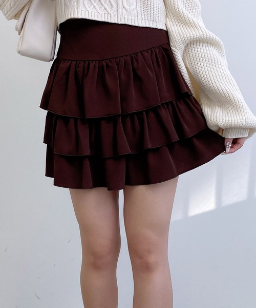 INGNI（イング）の「フリルミニスカパン／A（スカート・レディース・ブラウン/ブラック/オフホワイト・FREE）」の10枚目の写真