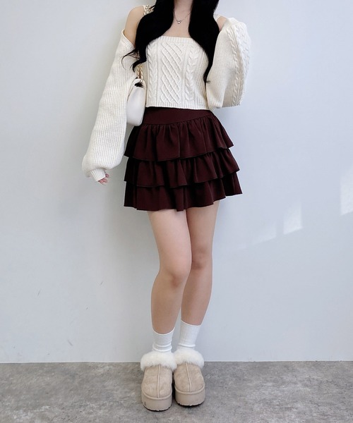 INGNI（イング）の「フリルミニスカパン／A（スカート・レディース・ブラウン/ブラック/オフホワイト・FREE）」の13枚目の写真