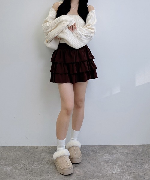 INGNI（イング）の「フリルミニスカパン／A（スカート・レディース・ブラウン/ブラック/オフホワイト・FREE）」の14枚目の写真