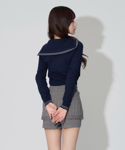 ALLuRing ChaRm(アリュリングチャーム)の「Sailor Collar Line Knit / セーラーカラーラインニット(ニット/セーター・レディース・ホワイト/グレー/ネイビー・FREE)」の12枚目の写真