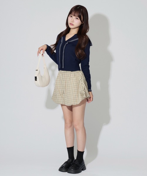ALLuRing ChaRm(アリュリングチャーム)の「Sailor Collar Line Knit / セーラーカラーラインニット(ニット/セーター・レディース・ホワイト/グレー/ネイビー・FREE)」の15枚目の写真