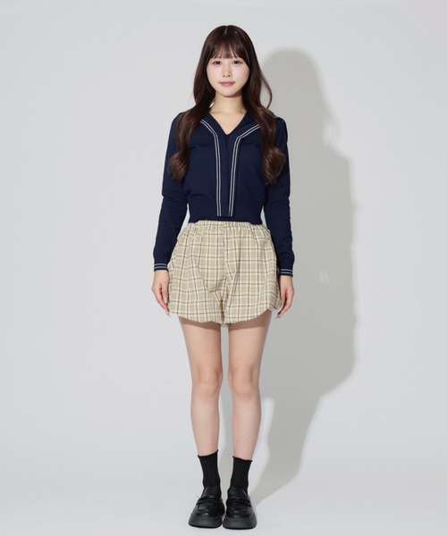 ALLuRing ChaRm(アリュリングチャーム)の「Sailor Collar Line Knit / セーラーカラーラインニット(ニット/セーター・レディース・ホワイト/グレー/ネイビー・FREE)」の13枚目の写真
