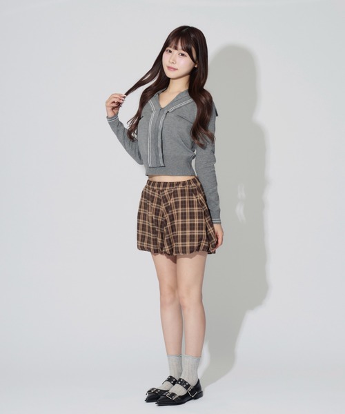 ALLuRing ChaRm(アリュリングチャーム)の「Sailor Collar Line Knit / セーラーカラーラインニット(ニット/セーター・レディース・ホワイト/グレー/ネイビー・FREE)」の17枚目の写真