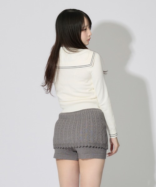 ALLuRing ChaRm(アリュリングチャーム)の「Sailor Collar Line Knit / セーラーカラーラインニット(ニット/セーター・レディース・ホワイト/グレー/ネイビー・FREE)」の7枚目の写真