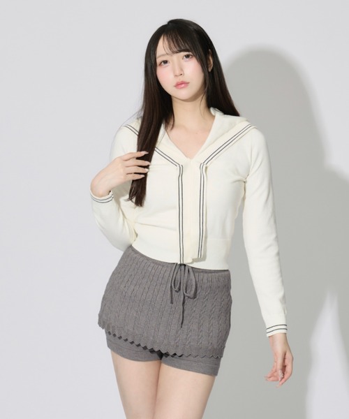 ALLuRing ChaRm(アリュリングチャーム)の「Sailor Collar Line Knit / セーラーカラーラインニット(ニット/セーター・レディース・ホワイト/グレー/ネイビー・FREE)」の5枚目の写真