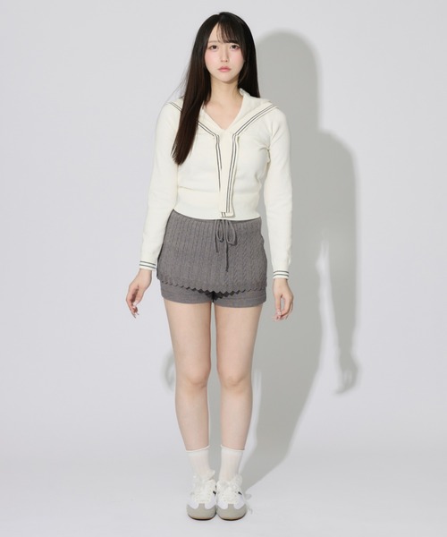 ALLuRing ChaRm(アリュリングチャーム)の「Sailor Collar Line Knit / セーラーカラーラインニット(ニット/セーター・レディース・ホワイト/グレー/ネイビー・FREE)」の8枚目の写真