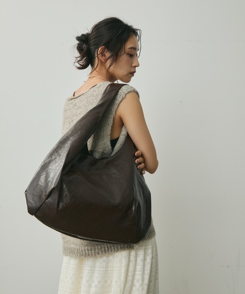 Lunea（ルネア）の「ワンハンドルラウンドトートバッグ（トートバッグ・レディース・アイボリー/ブラック/ブラウン/キャメル・FREE）」の14枚目の写真