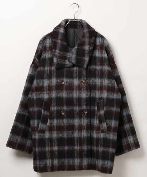 3.3 Field Trip （3.3フィールドトリップ）の「3.3 Field Trip／チェックミドルコート（チェスターコート・レディース・ブルー/オレンジ・FREE）」の3枚目の写真