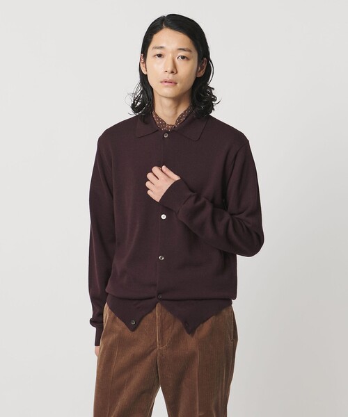 UNITED ARROWS(ユナイテッドアローズ)の「YAMAGATA ミドルゲージ ポロカーディガン(カーディガン/ボレロ・メンズ・ワイン/ネイビー・S/XL/M/L)」の2枚目の写真