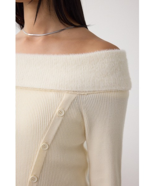 AZUL by moussy(アズールバイマウジー)の「シャギーコンビオフショルダーニット(ニット/セーター・レディース・ブラウン/ボルドー/アイボリー/ブラック・FREE)」の12枚目の写真
