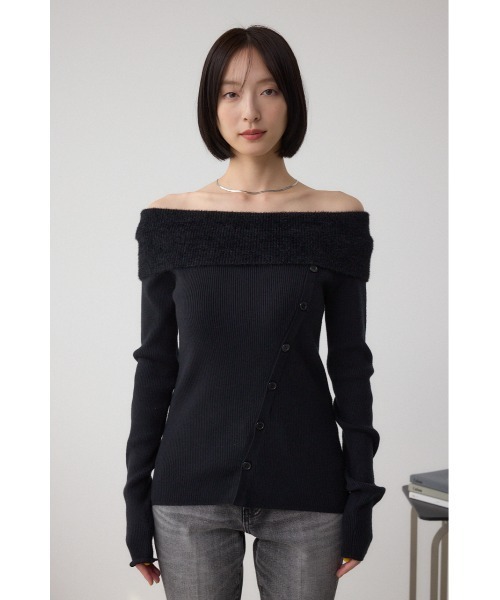 AZUL by moussy(アズールバイマウジー)の「シャギーコンビオフショルダーニット(ニット/セーター・レディース・ブラウン/ボルドー/アイボリー/ブラック・FREE)」の18枚目の写真