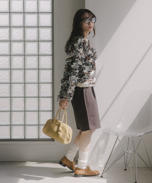 210nouve（トゥージュヌーブ）の「ループヤーン マルチカラー フリンジ ニット（ニット/セーター・レディース・ブラック/アイボリー/ピンク・FREE）」の5枚目の写真