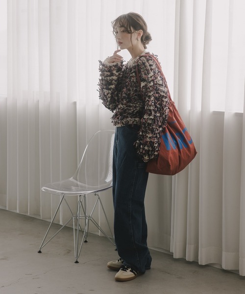 210nouve（トゥージュヌーブ）の「ループヤーン マルチカラー フリンジ ニット（ニット/セーター・レディース・ブラック/アイボリー/ピンク・FREE）」の20枚目の写真