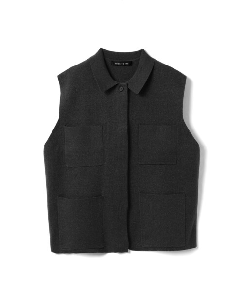 mizuiroind(ミズイロインド)の「mizuiro ind 襟付きワイドベスト(ベスト・レディース・グレー/ブラック・FREE)」の3枚目の写真