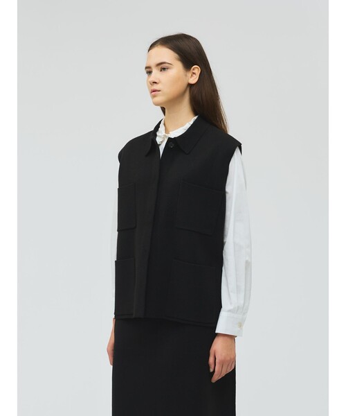 mizuiroind(ミズイロインド)の「mizuiro ind 襟付きワイドベスト(ベスト・レディース・グレー/ブラック・FREE)」の7枚目の写真