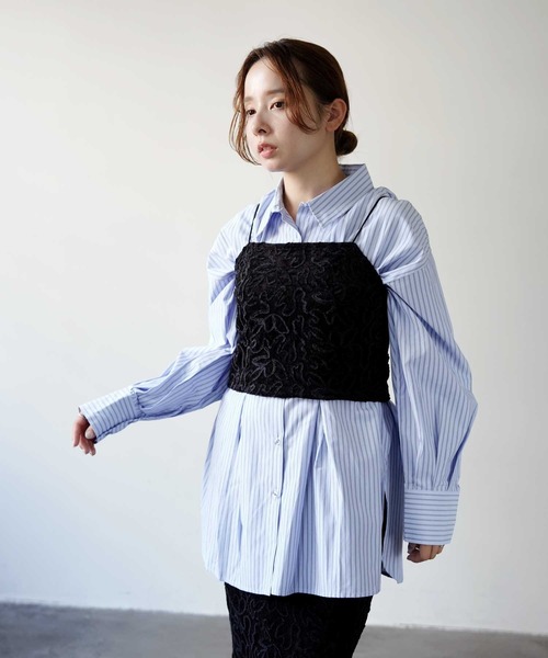 Bulue.】コード刺繍ベロアビスチェ（キャミソール）｜Bulue.（ブルー