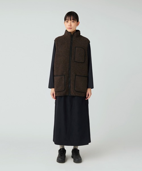 Snow Peak（スノーピーク）の「Snow Peak / Recycled Wool Boa Vest リサイクルウールボアベスト（ベスト・レディース・ダークブラウン/オレンジ・1/S/M/L/XL）」の3枚目の写真