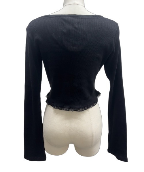 lilLilly（リルリリー）の「クロスレースリブトップス（Tシャツ/カットソー・レディース・ブラック/ホワイト/ピンク・FREE）」の12枚目の写真