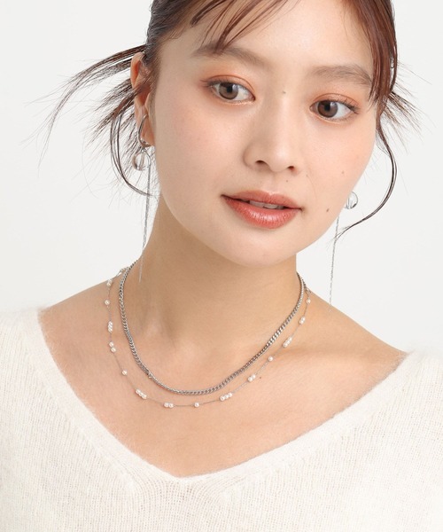 Andemiu（アンデミュウ）の「【サージカル】パールチェーン2連ネックレス606793（ネックレス・レディース・ライトグレー/ベージュ・FREE）」の3枚目の写真