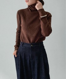 【on:nue】[選べる9色展開] ベーシックタートルネックリブニット