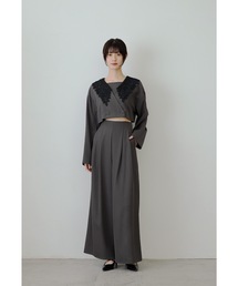 niana(ニアナ)のビッグカラーセットアップ 2点セット ジャケット ブラウス パンツドレス セパレート 結婚式 成人式 二次会 同窓会 入学式 卒業式 パーティードレス オケージョンドレス お呼ばれ(パンツドレス)