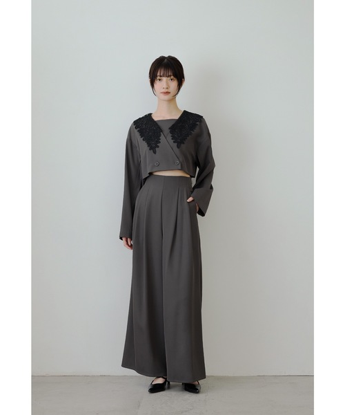 ビッグカラーセットアップ 2点セット ジャケット ブラウス パンツ