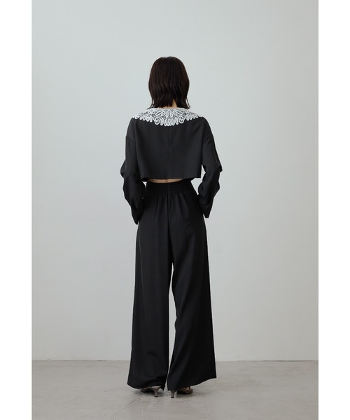 niana（ニアナ）の「ビッグカラーセットアップ 2点セット ジャケット ブラウス パンツドレス セパレート 結婚式 成人式 二次会 同窓会 入学式 卒業式 パーティードレス オケージョンドレス お呼ばれ（パンツドレス・レディース・ブラウン/ブラック×ホワイト/ライトカーキ・S/L/M）」の10枚目の写真