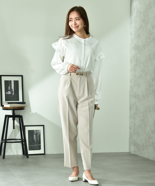 INTERPLANET（インタープラネット）の「パウダーデシンアームフリル長袖ブラウス（シャツ/ブラウス・レディース・オフホワイト/サックスブルー/ブラック・FREE）」の18枚目の写真