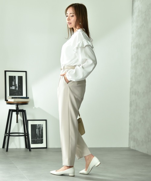 INTERPLANET（インタープラネット）の「パウダーデシンアームフリル長袖ブラウス（シャツ/ブラウス・レディース・オフホワイト/サックスブルー/ブラック・FREE）」の8枚目の写真