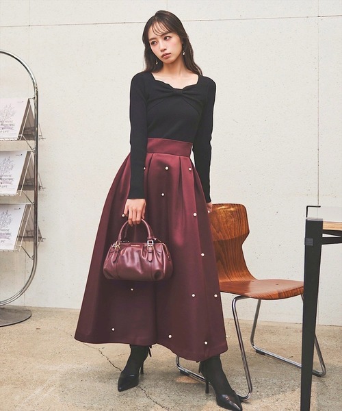 カデュネ　パールランタンスカート　S 新品✨ パール付サテンスカート（スカート）｜SWINGLE（スウィングル）の