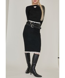 Heart Tattoo（ハートタトゥー）の「lace Design Knit long skirt / レースデザインニットロングスカート（スカート・レディース）」